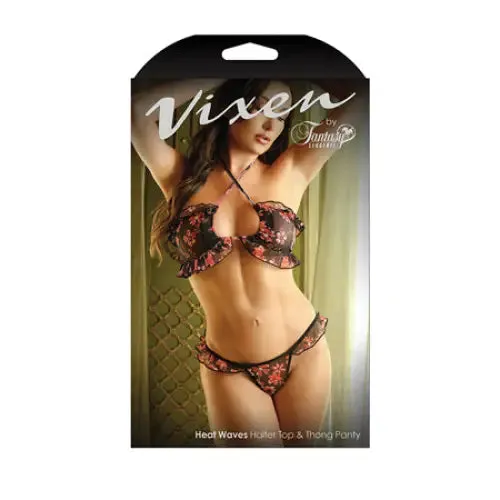 Anal Fantasy Lingerie Vixen Heat Waves Floral Print Ruffled Bralette Panty Black OS Fantasy Lingerie Anal Fantasy Lingerie Vixen Heat Waves Floral Print Ruffled Bralette Panty Black OS Fantasy Lingerie