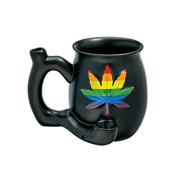 Anal Fashioncraft Fashioncraft Matte Black with Embossed Rainbow Leaf Roast Toast Mug