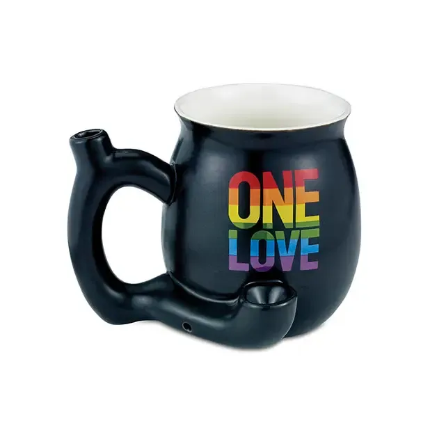 Anal Fashioncraft Fashioncraft Matte Black with Embossed Rainbow Leaf Roast Toast Mug