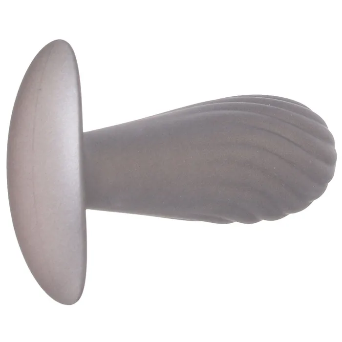 Anal Ouch Smooth Silicone Ribbed Butt Plug in Gun Metal Ouch