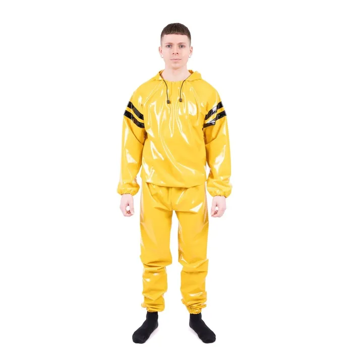 Anal REGULATION Striped Vinyl Tracksuit YellowBlack PVC