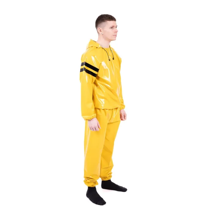 Anal REGULATION Striped Vinyl Tracksuit YellowBlack PVC