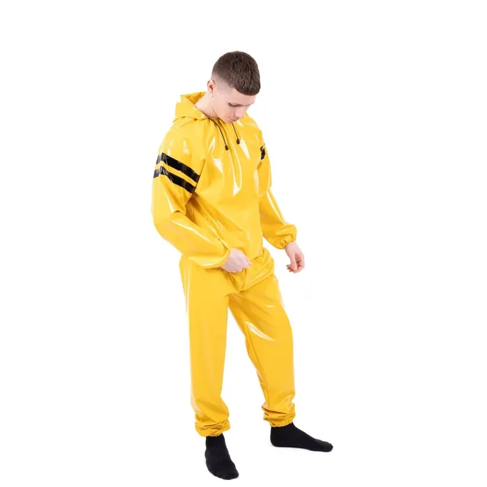 Anal REGULATION Striped Vinyl Tracksuit YellowBlack PVC
