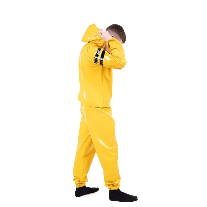 Anal REGULATION Striped Vinyl Tracksuit YellowBlack PVC
