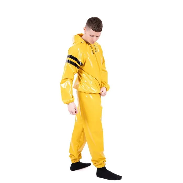 Anal REGULATION Striped Vinyl Tracksuit YellowBlack PVC