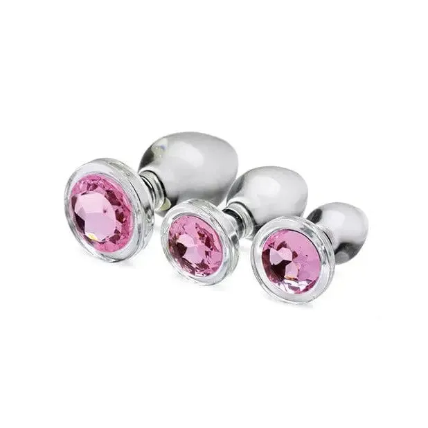 Booty Sparks Booty Sparks Pink Gem Glass Anal Set Anal Booty Sparks Booty Sparks Pink Gem Glass Anal Set Anal