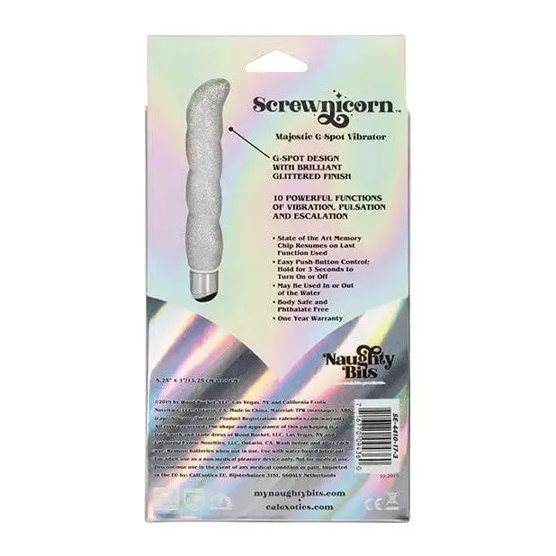 CalExotics Vibrators Naughty Bits Screwnicorn Majestic Gspot Vibrator Silver