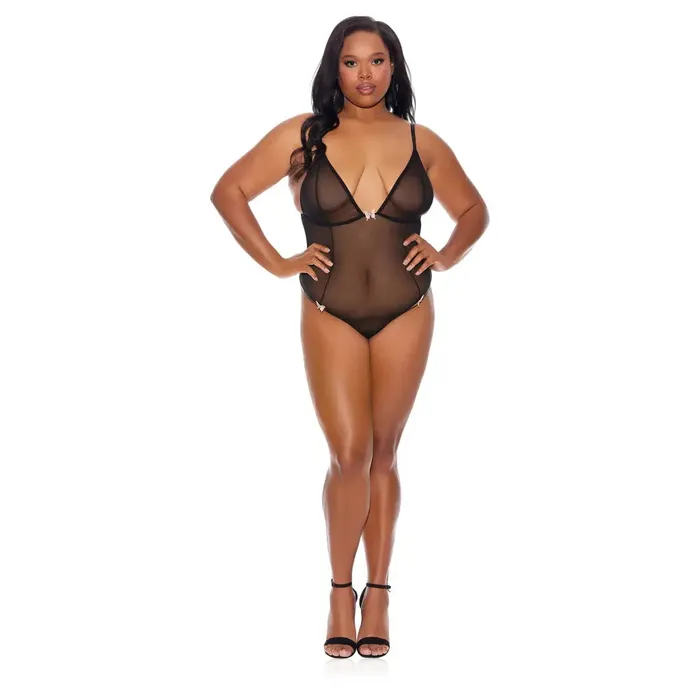 Evolved Novelties Vibrators Barely Bare Crotchless Mesh Teddy Qs