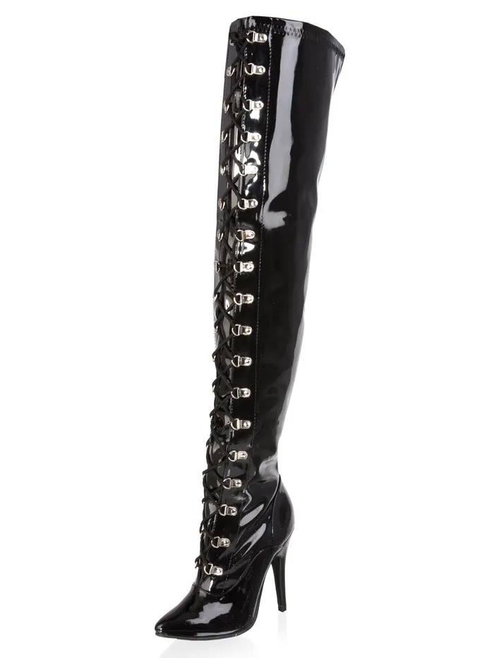 HonourSkintwocom Anal Black Laced Thigh Boot UK 9