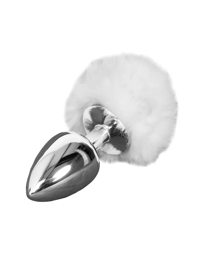 HonourSkintwocom Anal Medium Silver Butt Plug with White Tail