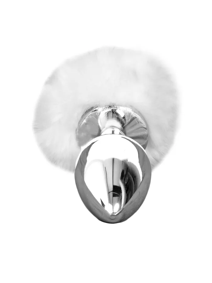 HonourSkintwocom Anal Small Silver Butt Plug with White Tail