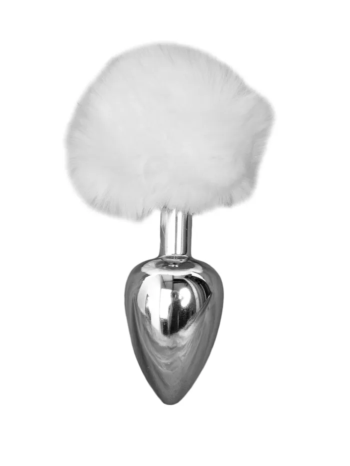 HonourSkintwocom Anal Small Silver Butt Plug with White Tail