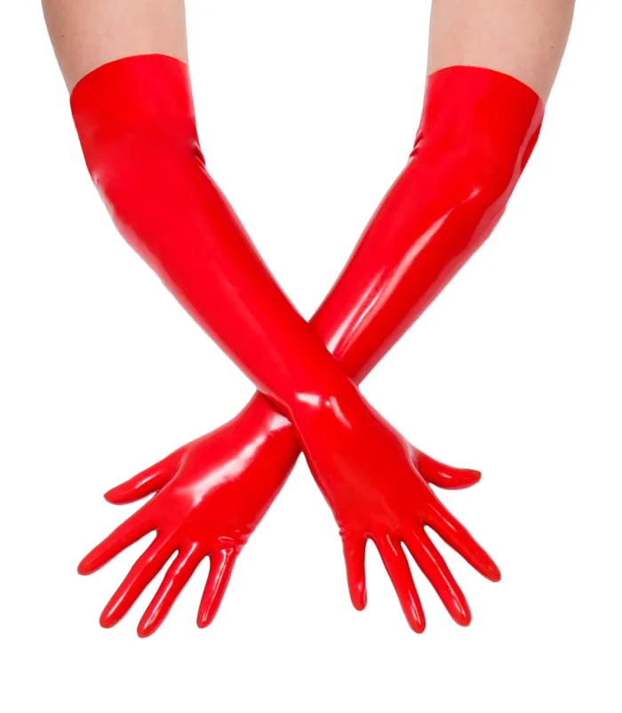 HonourSkintwocom Black Seamless Elbow Length Latex Gloves Anal