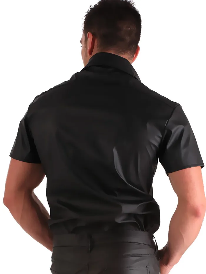 HonourSkintwocom Clearance Leatherette Short Sleeved Shirt Black L Anal