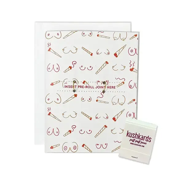 Kush Kards LLC Vibrators Doobies Boobies Greeting Card wMatchbook