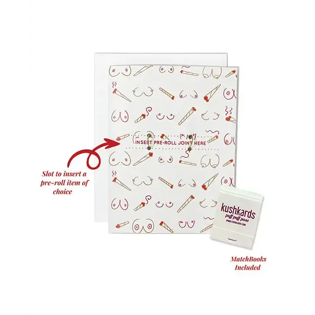 Kush Kards LLC Vibrators Doobies Boobies Greeting Card wMatchbook