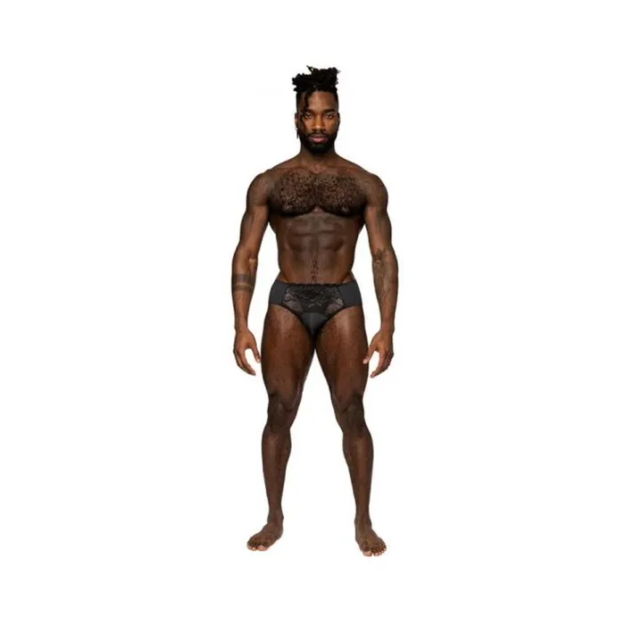 Male Power Sassy Lace Bikini Solid Pouch Black M Male Power Anal