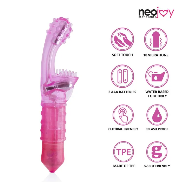 Neojoy Vibrators Neojoy GClit Jelly Tickler Clitoral Vibrator 10Speed Functions Soft TPE Pink