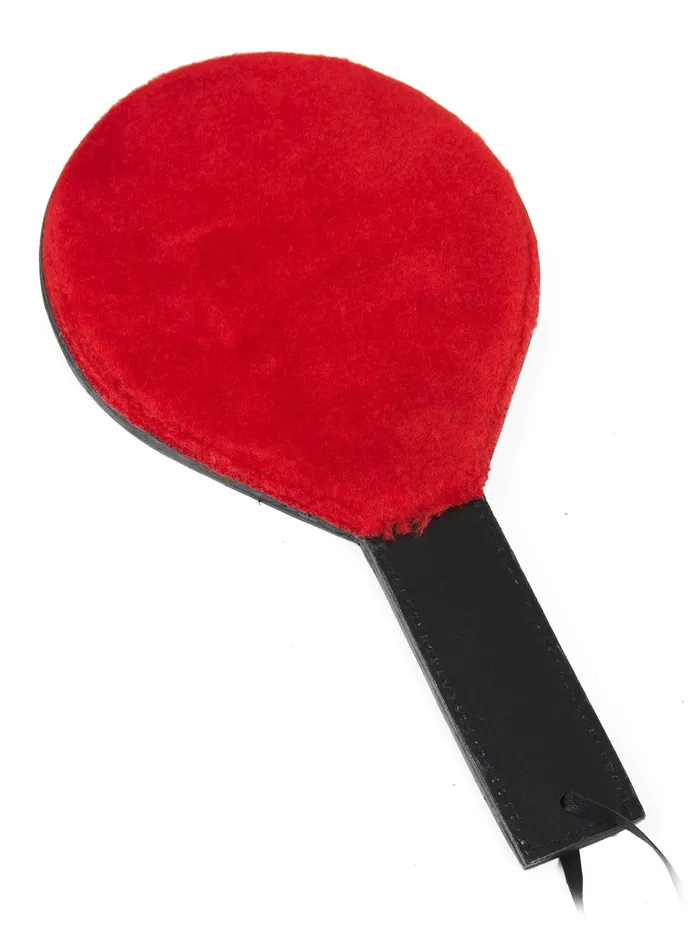 Restraints HonourSkintwocom Leather Round Paddle With Red Fur Lining