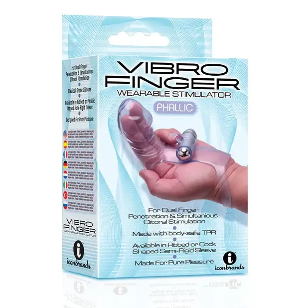 Vibrators Icon Brands INC The 9s Vibrofinger Phallic Finger Massager Purple
