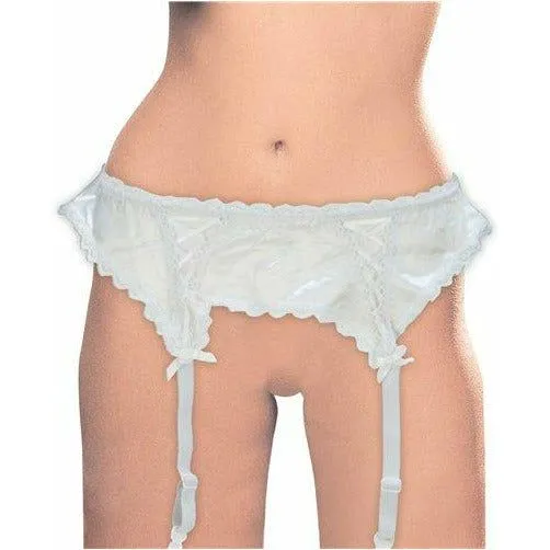 Vibrators Naughty Wear Naughty Wear Satin Garterbelt White ML