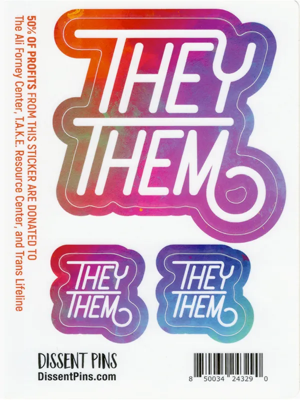 Vibrators TheyThem Pronoun Sticker Sheet Dissent Pins